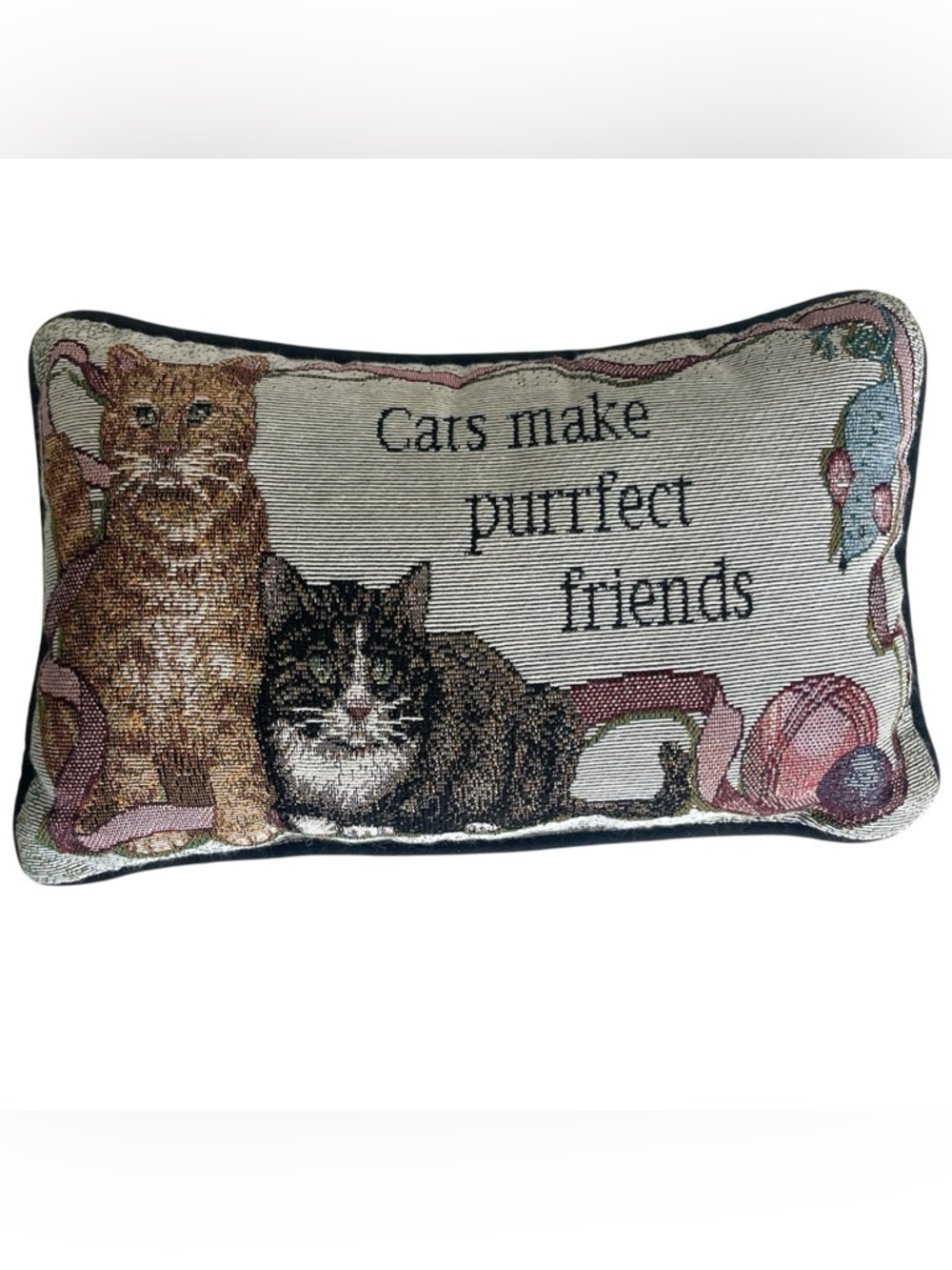 Cats Make Purrfect Friends Mini Tapestry Novelty Accent Pillow Cat Lady Decor